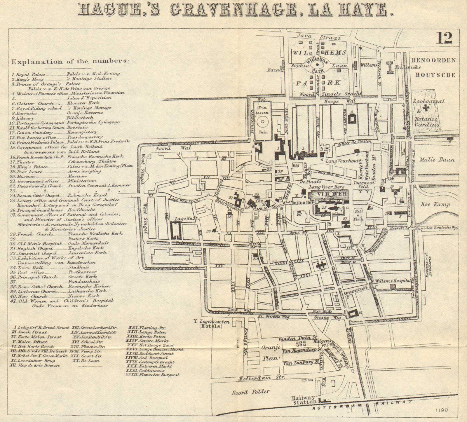 THE HAGUE DEN HAAG 'S-GRAVENHAGE LA HAYE. Town plan. City map. BRADSHAW 1890